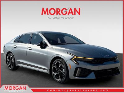 2026 Kia K5 GT-Line in Steel Matte Gray — front three-quarter view