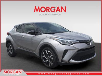 2020 Toyota C-HR XLE in Silver Knockout Metallic w/Black Roof — front three-quarter view