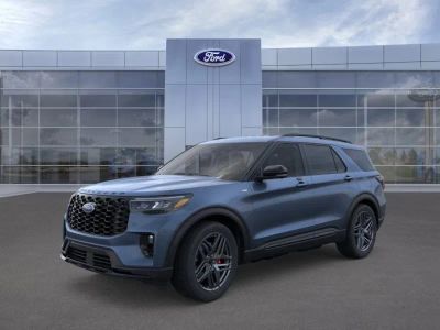 2026 Ford Explorer in Vapor Blue — front three-quarter view
