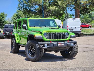 2026 Jeep Wrangler WRANGLER 4-DOOR RUBICON X in Mojito Clear-Coat Exterior Paint — front three-quarter view