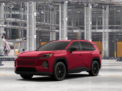 2026 Toyota RAV4 XLE Premium in Ruby Flare Pearl — front three-quarter view
