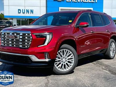 2026 GMC Acadia Denali in Volcanic Red Tintcoat — front three-quarter view