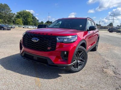 2026 Ford Explorer ST in Red Metallic — front three-quarter view