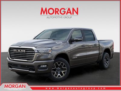 2026 Ram 1500 Laramie in Gray — front three-quarter view