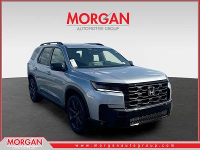 2026 Honda Pilot Sport in Solar Silver Metallic — front three-quarter view