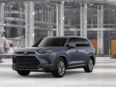 2026 Toyota Grand Highlander Platinum in Storm Cloud — front three-quarter view