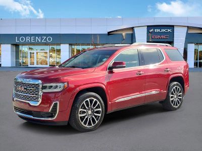 2020 GMC Acadia Denali in Red Quartz Tintcoat — front three-quarter view