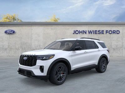2026 Ford Explorer ST-LINE 4WD in Star White Metallic Tri-Coat — front three-quarter view