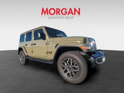 2026 Jeep Wrangler Sahara in Green — front three-quarter view