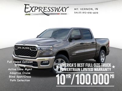 2026 RAM 1500 Big Horn 4x4 Crew Cab 5'7 Box in Granite Crystal Metallic Clear-Coat Exterior Paint — front three-quarter view