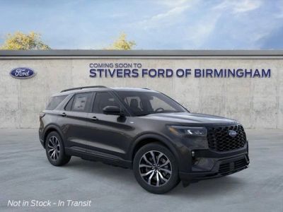 2026 Ford Explorer ST-Line in Agate Black Metallic — front three-quarter view