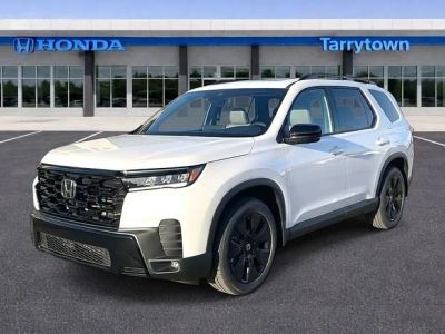 2026 Honda Pilot AWD Black Edition in Platinum White Pearl — front three-quarter view