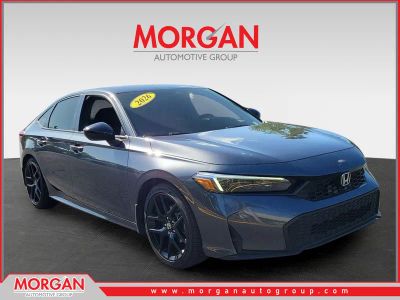 2026 Honda Civic Sedan Sport in Meteorite Gray Metallic — front three-quarter view