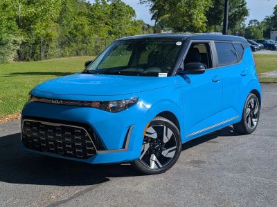 2024 Kia Soul GT-Line in Blue — front three-quarter view