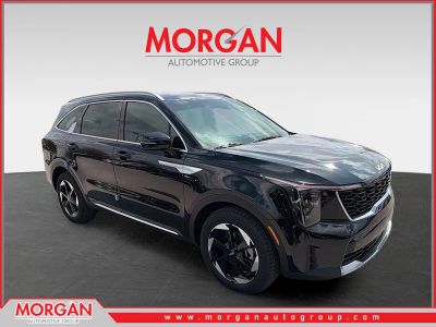 2026 Kia Sorento Hybrid EX in Aurora Black Pearl — front three-quarter view
