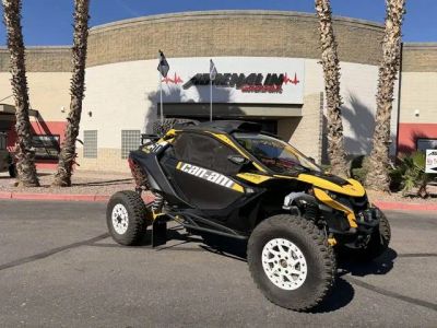 2024 Can-Am® Maverick R X RS with Smart-Shox Carbon Black &amp; Neo Yellow — front three-quarter view