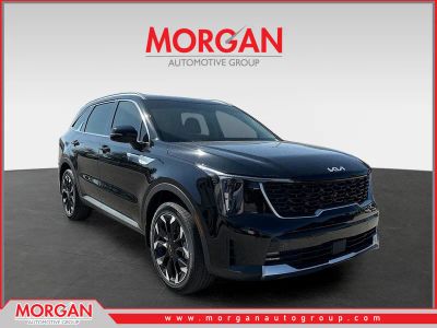2026 Kia Sorento EX in Ebony Black — front three-quarter view
