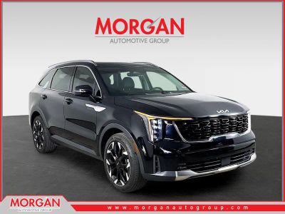 2024 Kia Sorento EX in Ebony Black — front three-quarter view