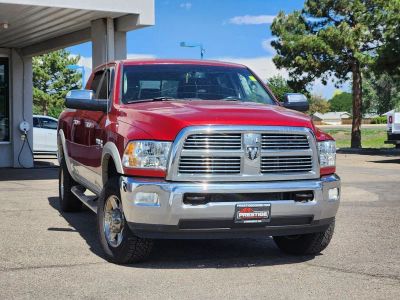 2010 Dodge 3500 Laramie in Inferno Red Crystal Pearlcoat — front three-quarter view