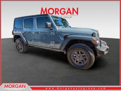 2026 Jeep Wrangler Sport S in Gray — front three-quarter view