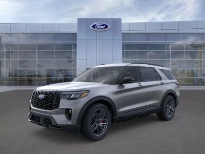 2026 Ford Explorer in M7 Gray — front three-quarter view