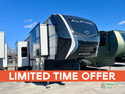 2026 Keystone RV Alpine in white fog — front three-quarter view