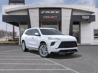 2026 Buick Enclave Avenir in Iridescent White Tricoat — front three-quarter view