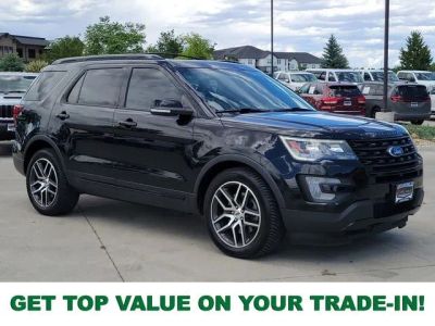 2017 Ford Explorer Sport in Shadow Black — front three-quarter view