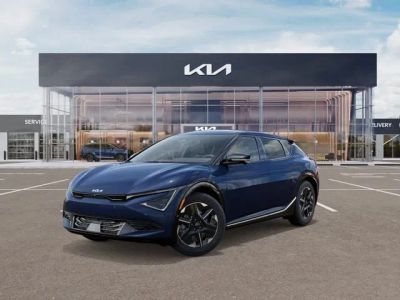 2026 Kia EV6 Wind in Midnight Lake Blue — front three-quarter view