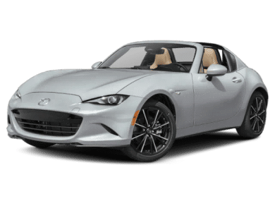 2026 Mazda MX-5 Miata RF Grand Touring in Aero Gray Metallic — front three-quarter view