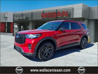 2025 Ford Explorer ST-Line in Red Metallic — front three-quarter view