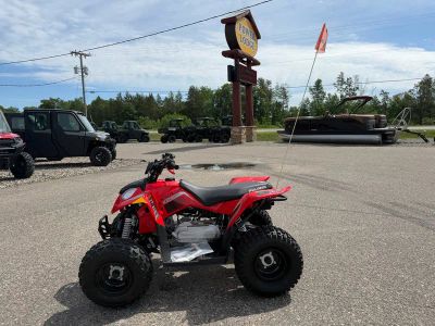 2026 Polaris Outlaw 110 EFI A26YKA11B7 in Indy Red — front three-quarter view