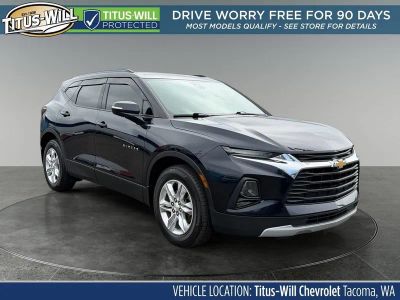 2021 Chevrolet Blazer LT in Midnight Blue Metallic — front three-quarter view