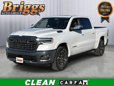 2025 RAM 1500 Longhorn in Ivory White Tri-Coat Pearlcoat — front three-quarter view