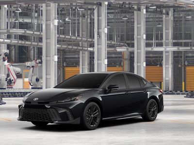 2026 Toyota Camry SE AWD in Midnight Black Metallic — front three-quarter view