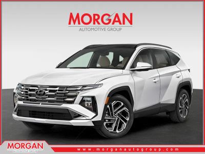 2026 Hyundai TUCSON Limited in Serenity White Pearl — front three-quarter view
