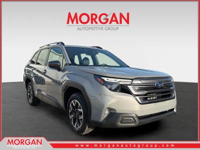 2026 Subaru Forester Premium in River Rock Pearl — front three-quarter view