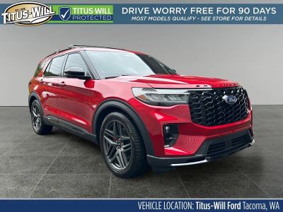 2025 Ford Explorer ST in Red Metallic — front three-quarter view