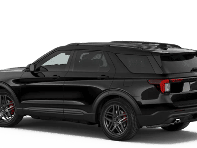 2026 Ford Explorer ST in Agate Black Metallic — front three-quarter view
