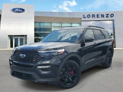 2023 Ford Explorer ST 4WD in Agate Black Metallic — front three-quarter view