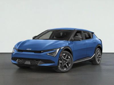 2025 Kia EV6 LIGHT LONG RANGE in Midnight Lake Blue — front three-quarter view