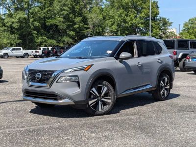 2021 Nissan Rogue Platinum in Gray — front three-quarter view