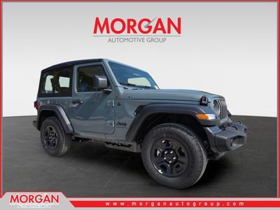 2026 Jeep Wrangler Sport in Gray — front three-quarter view
