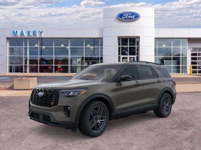 2026 Ford Explorer ST in Marsh Gray — front three-quarter view