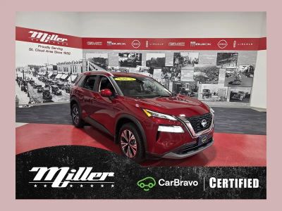 2023 Nissan Rogue SV CarBravo Certified in Scarlet Ember Tintcoat — front three-quarter view
