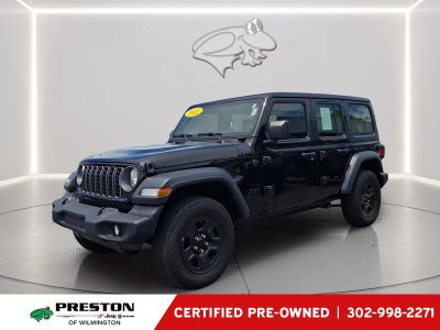 2025 Jeep Wrangler Sport in Black Clearcoat — front three-quarter view