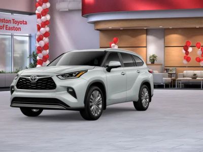 2026 Toyota Highlander Hybrid Hybrid Platinum in Wind Chill Pearl — front three-quarter view