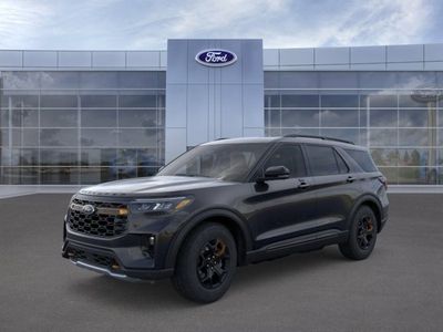 2026 Ford Explorer in Agate Black — front three-quarter view
