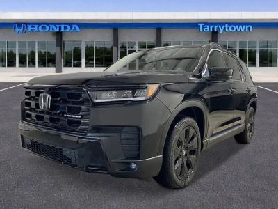 2026 Honda Pilot AWD Black Edition in Crystal Black Pearl — front three-quarter view