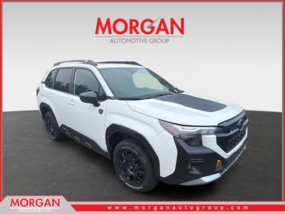 2026 Subaru Forester Wilderness in Crystal White Pearl — front three-quarter view